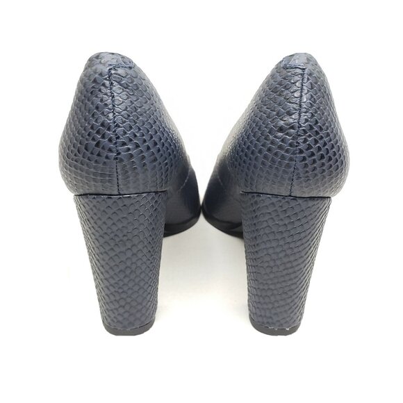 Clarks Kaylin Cara Navy Embossed Leather Block Heel Pumps Womens Size 10 - Picture 5 of 11